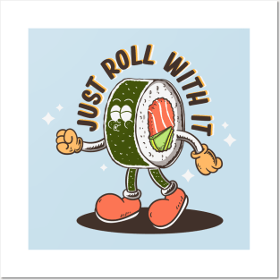 sushi  roll retro cartoon Posters and Art